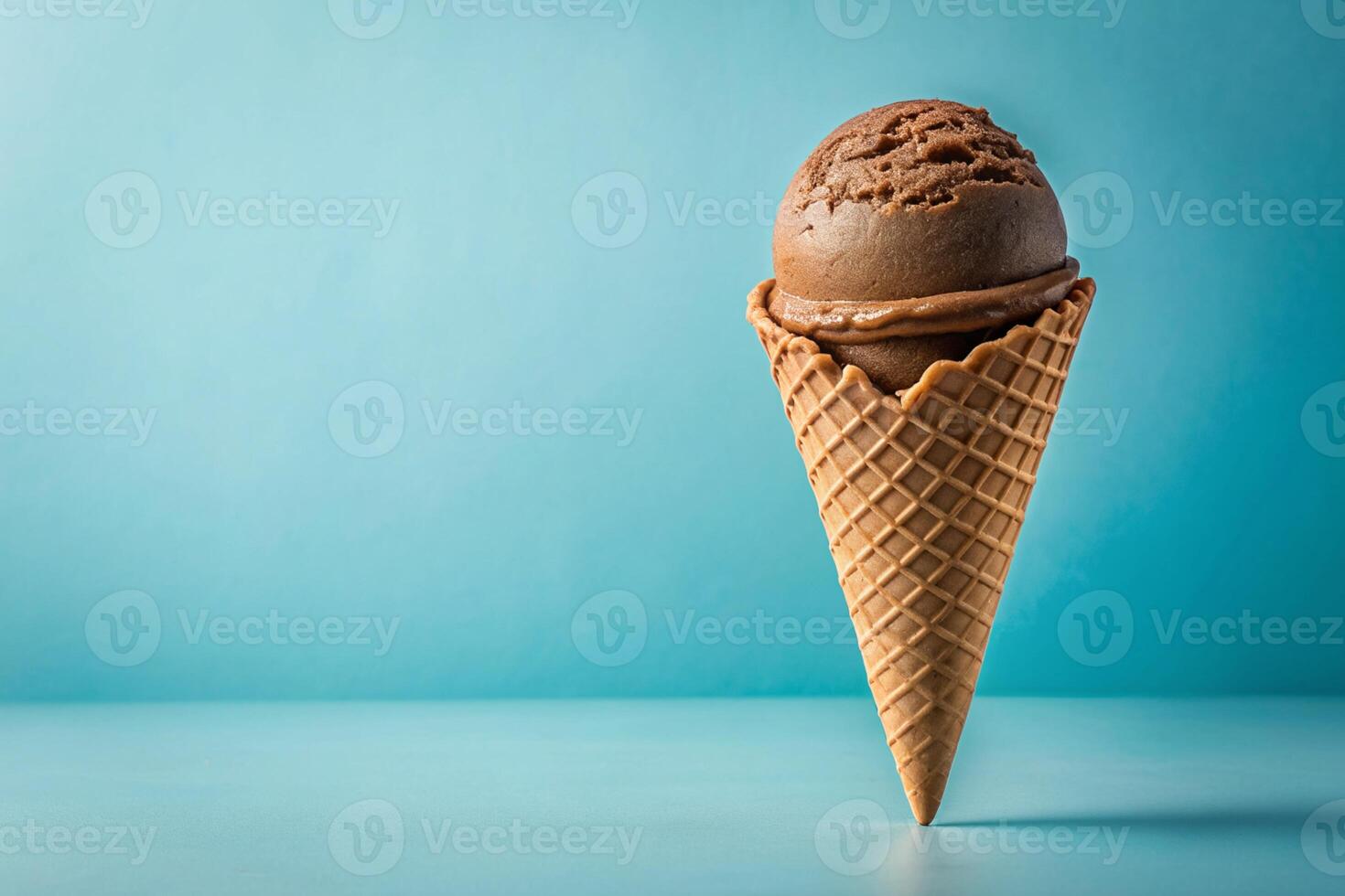 Chocolate ice cream cone isolated photo