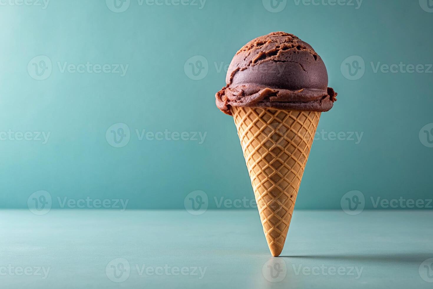 Chocolate ice cream cone isolated photo