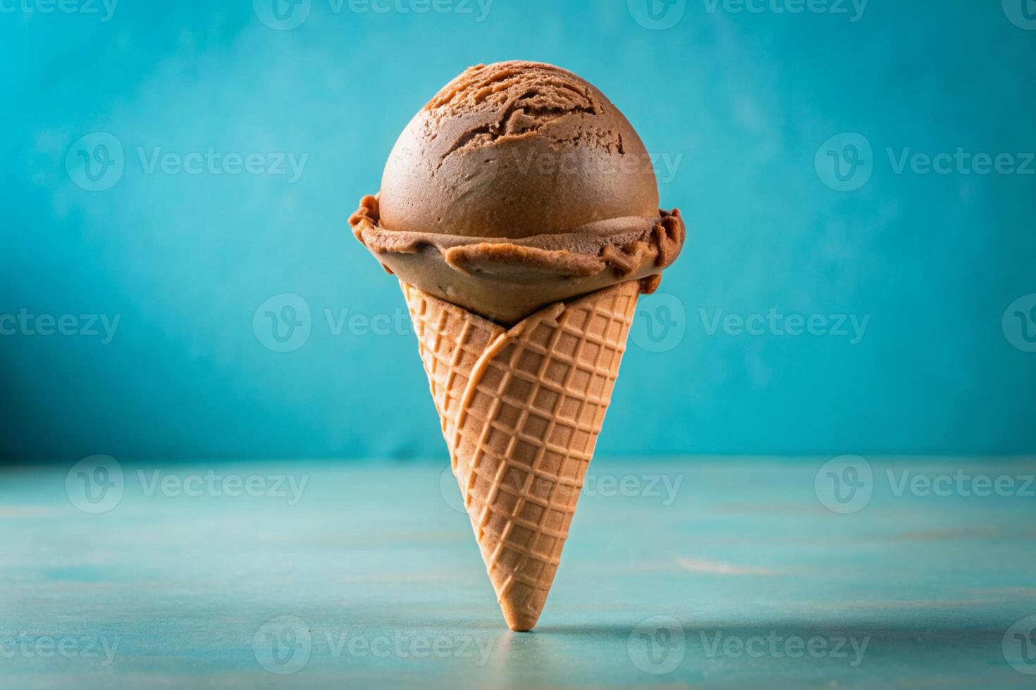 Chocolate ice cream cone isolated photo
