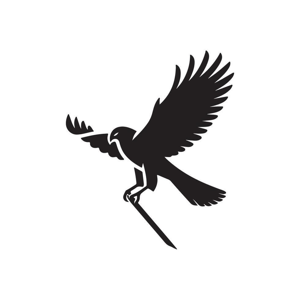 simple eye catching minimalist hawk bird silhouette, black and white, hawh bird, white background vector