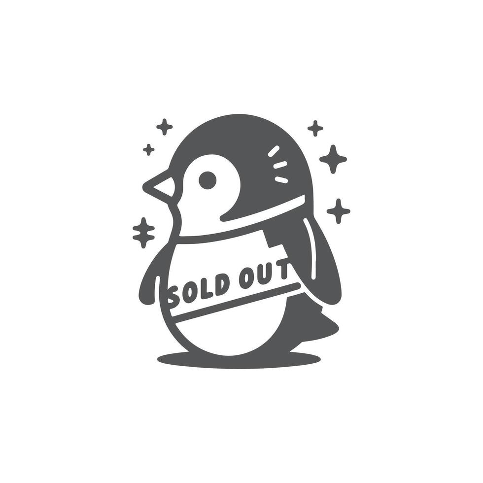 simple eye catching minimalist head penguin, black and white, white background vector