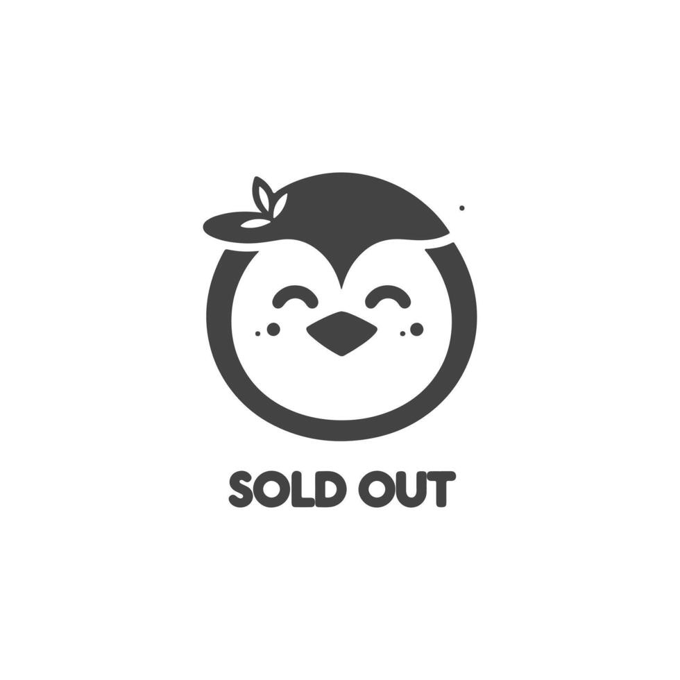 simple eye catching minimalist head penguin, black and white, white background vector
