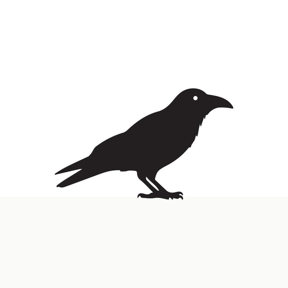 black and white minimalist Crow bird silhouette. white background vector