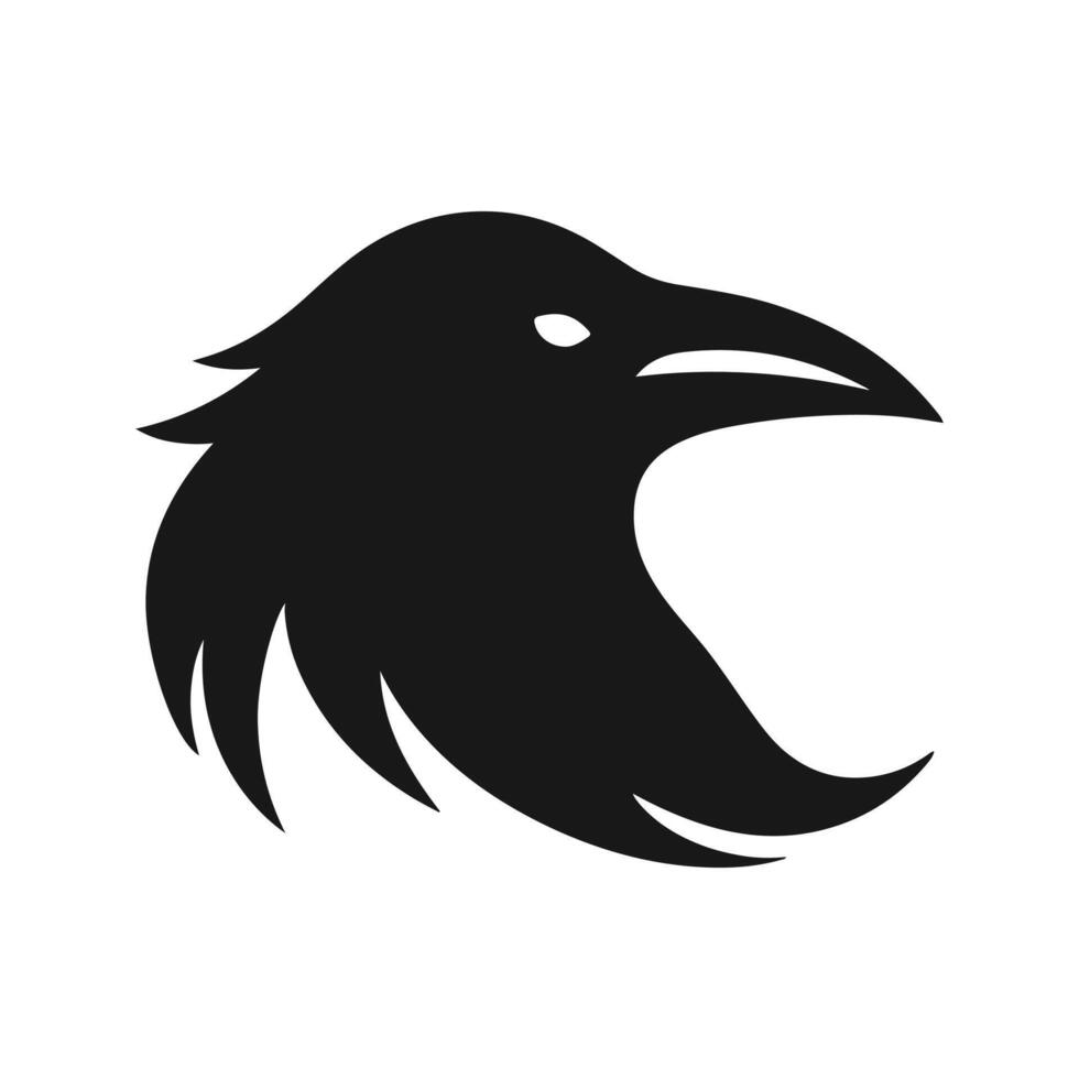 black and white minimalist Crow bird silhouette. white background vector