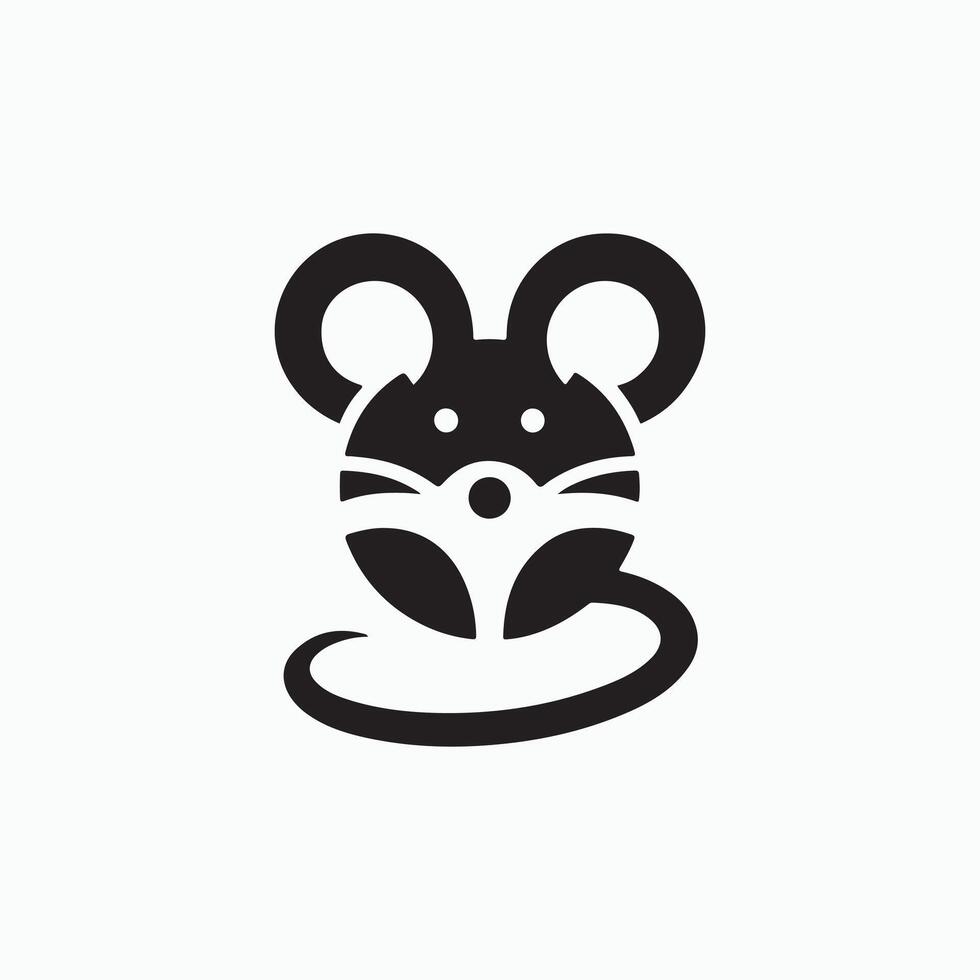 simple eye catching minimalist mouse logo, black and white, white background vector