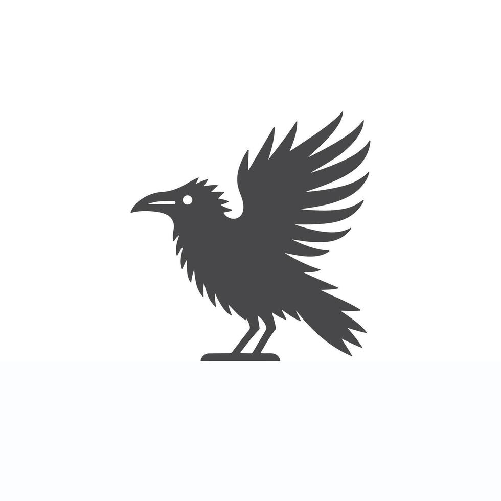 black and white minimalist Crow bird silhouette. white background vector
