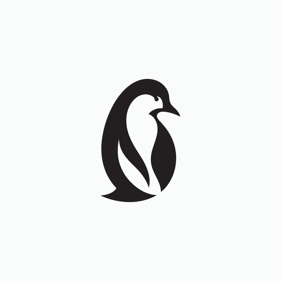 simple eye catching minimalist head penguin, black and white, white background vector