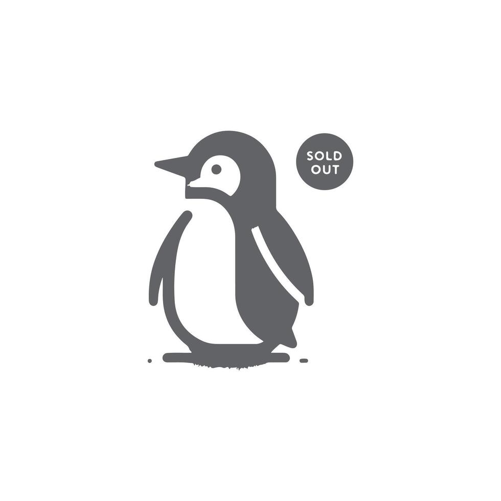 simple eye catching minimalist head penguin, black and white, white background vector