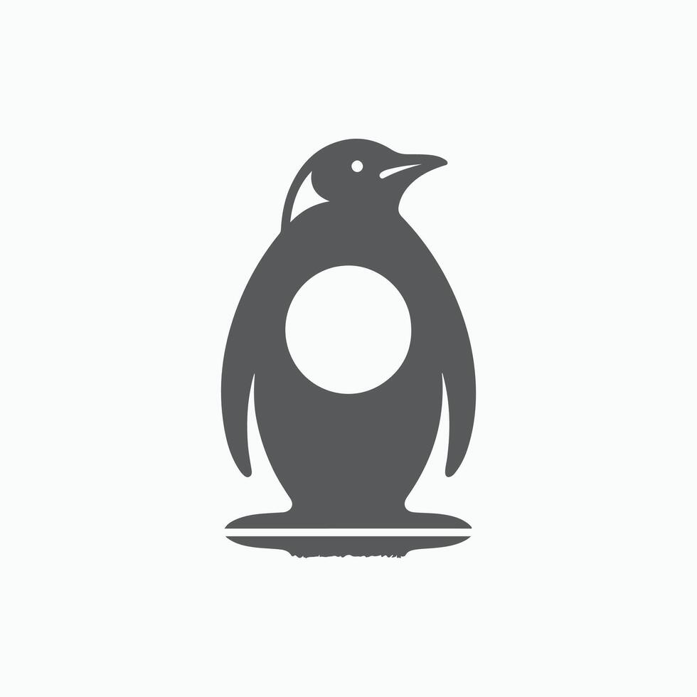 simple eye catching minimalist head penguin, black and white, white background vector
