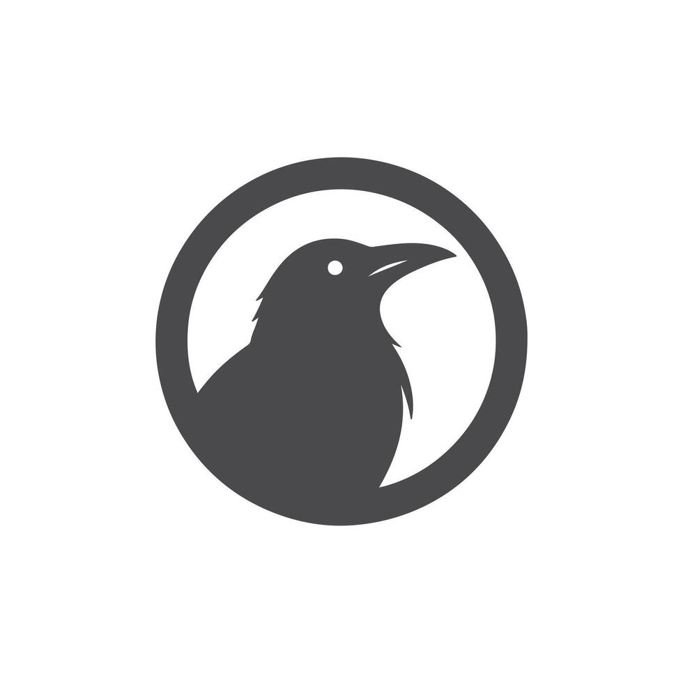 black and white minimalist Crow bird silhouette. white background vector