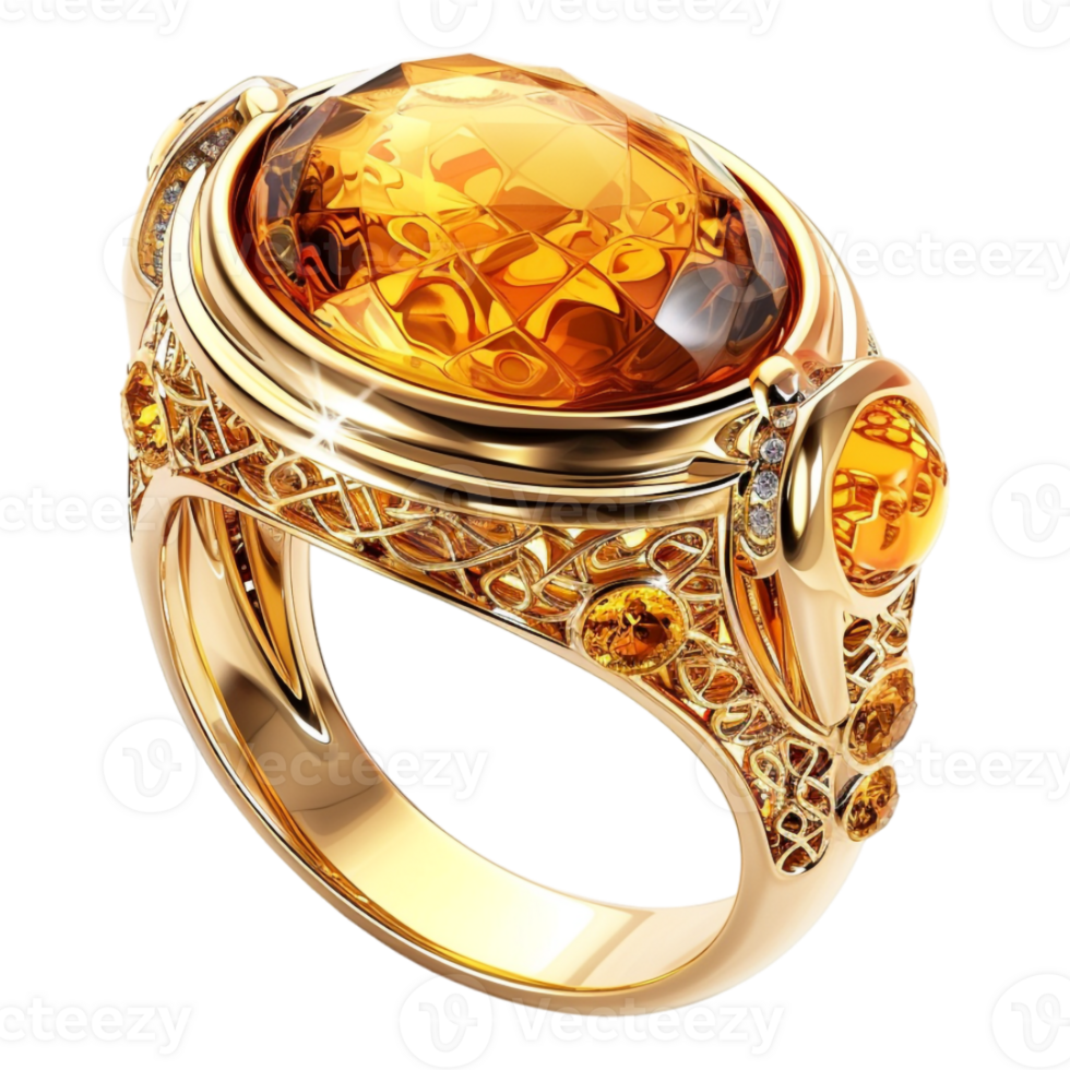 Luxury Gold Ring on Transparent Background png