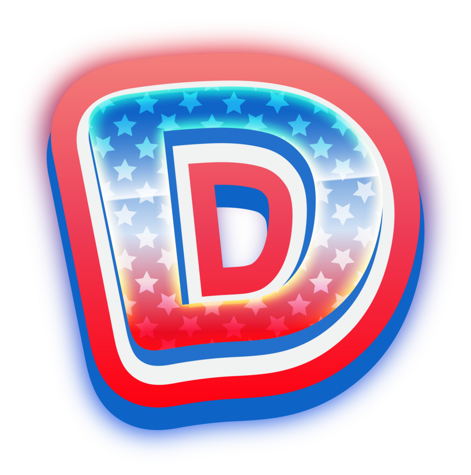 Letter D, Red Blue Neon Alphabet png