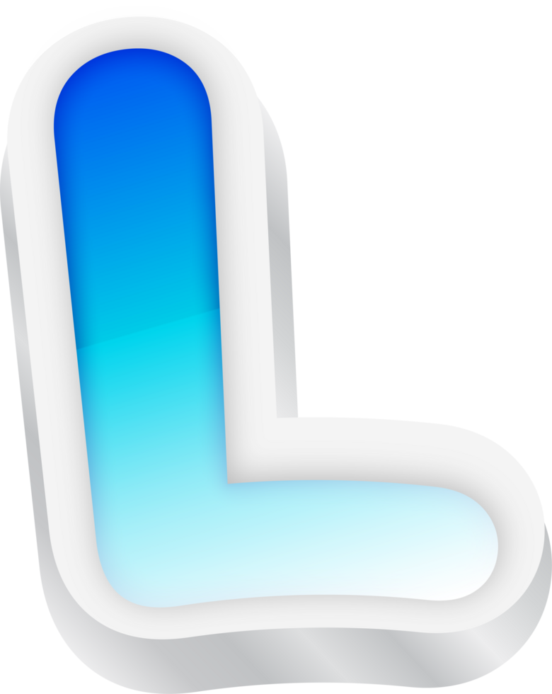 Letter L, Blue Gradient Text Effect 3D png