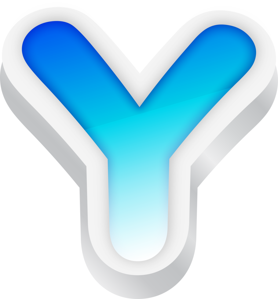Letter Y, Blue Gradient Text Effect 3D png