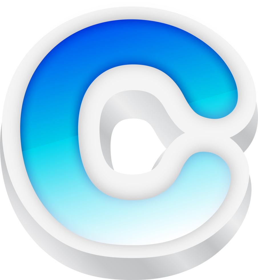 Letter C, Blue Gradient Text Effect 3D png