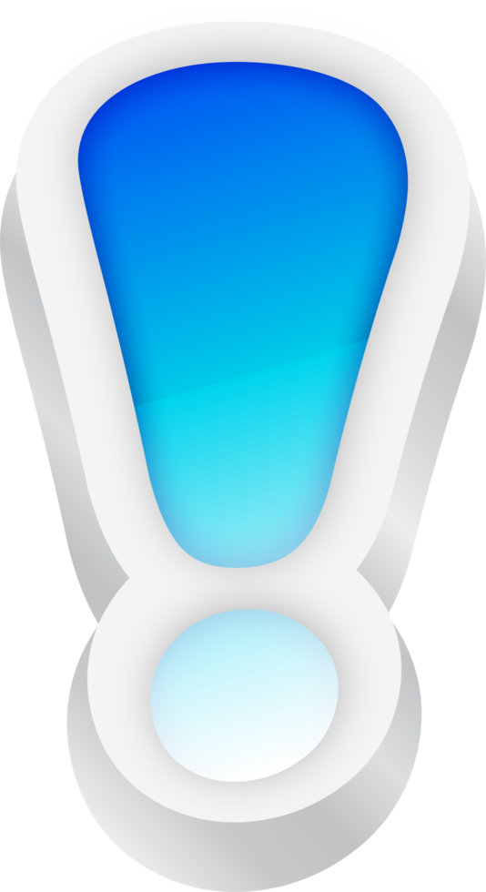 Exclamation mark, Blue Gradient Text Effect 3D png