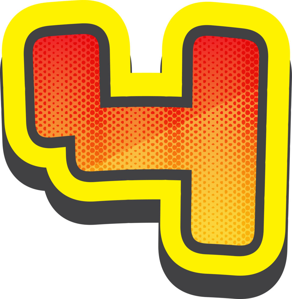 Number 4, Pixel Comic Alphabet png