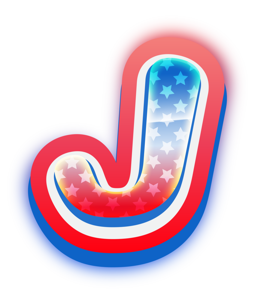 Letter J, Red Blue Neon Alphabet png