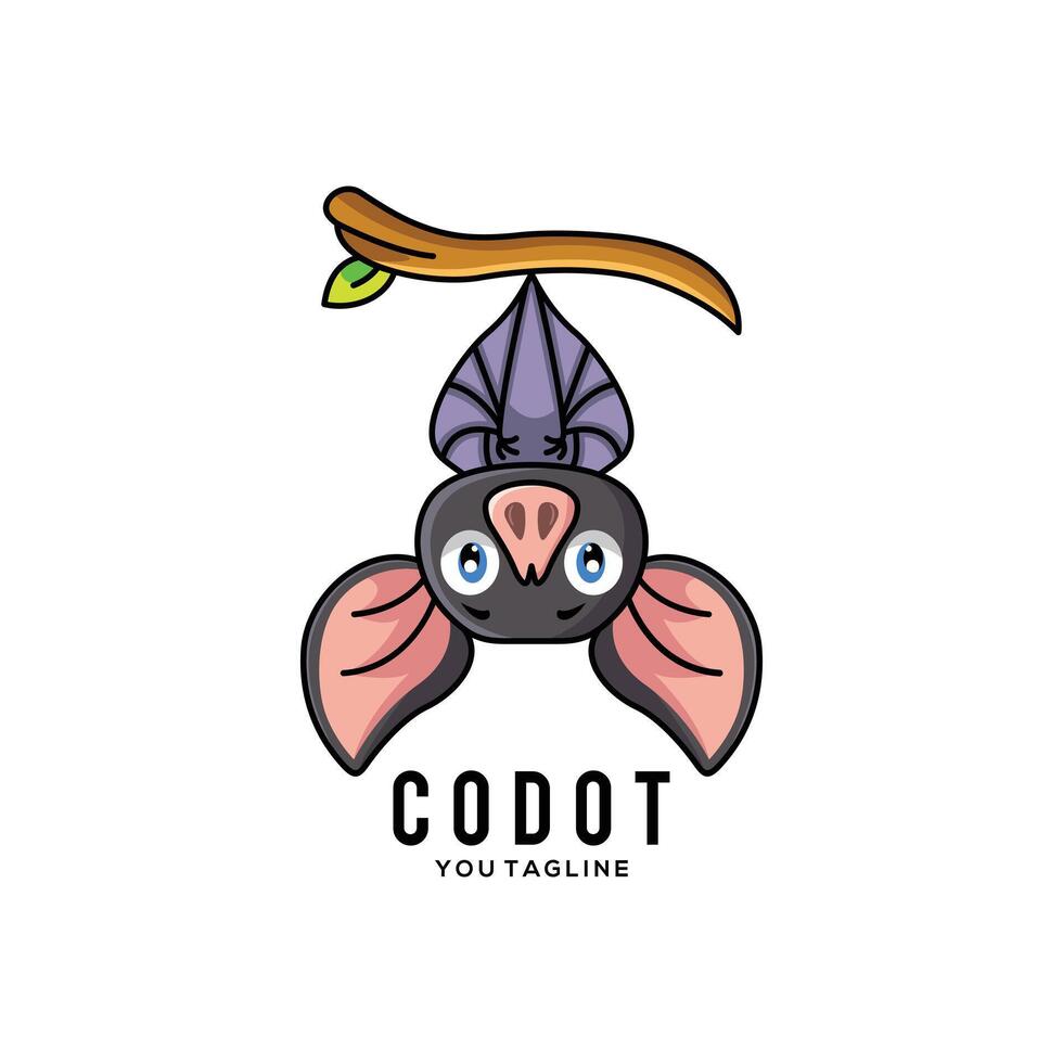 Cute Bat Logo Cartoon vector