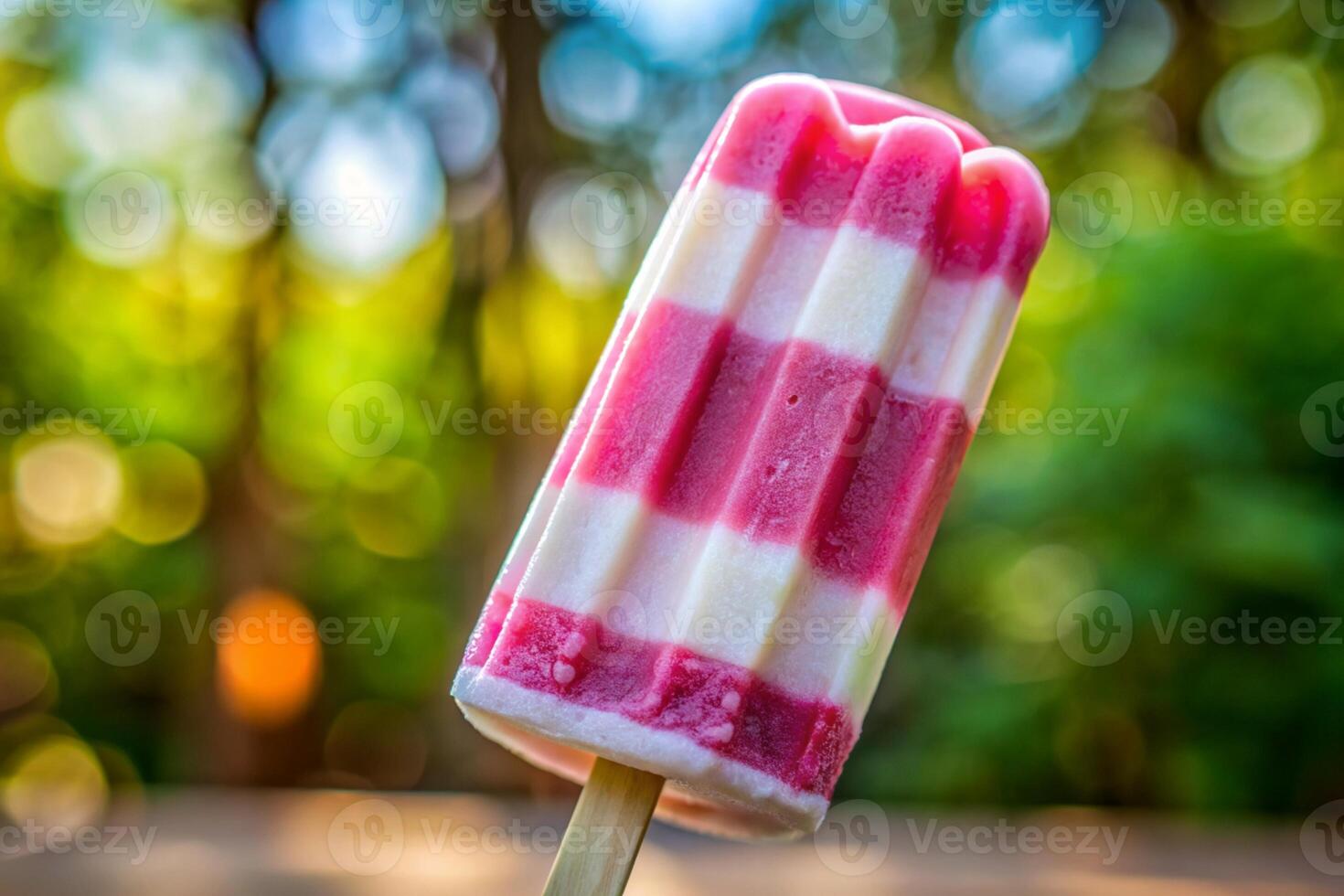 Strawberry ice cream on a stick photo