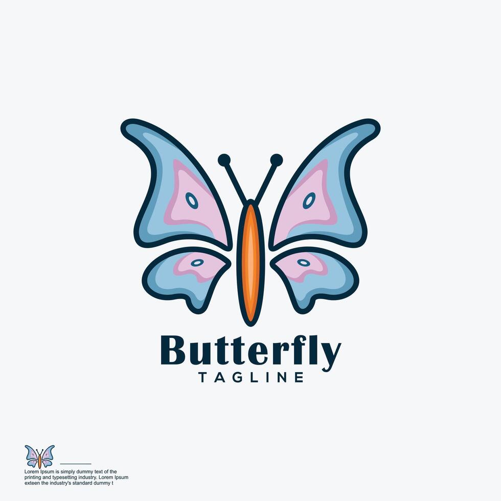 Butterfly Cute Logo Cartoon vector