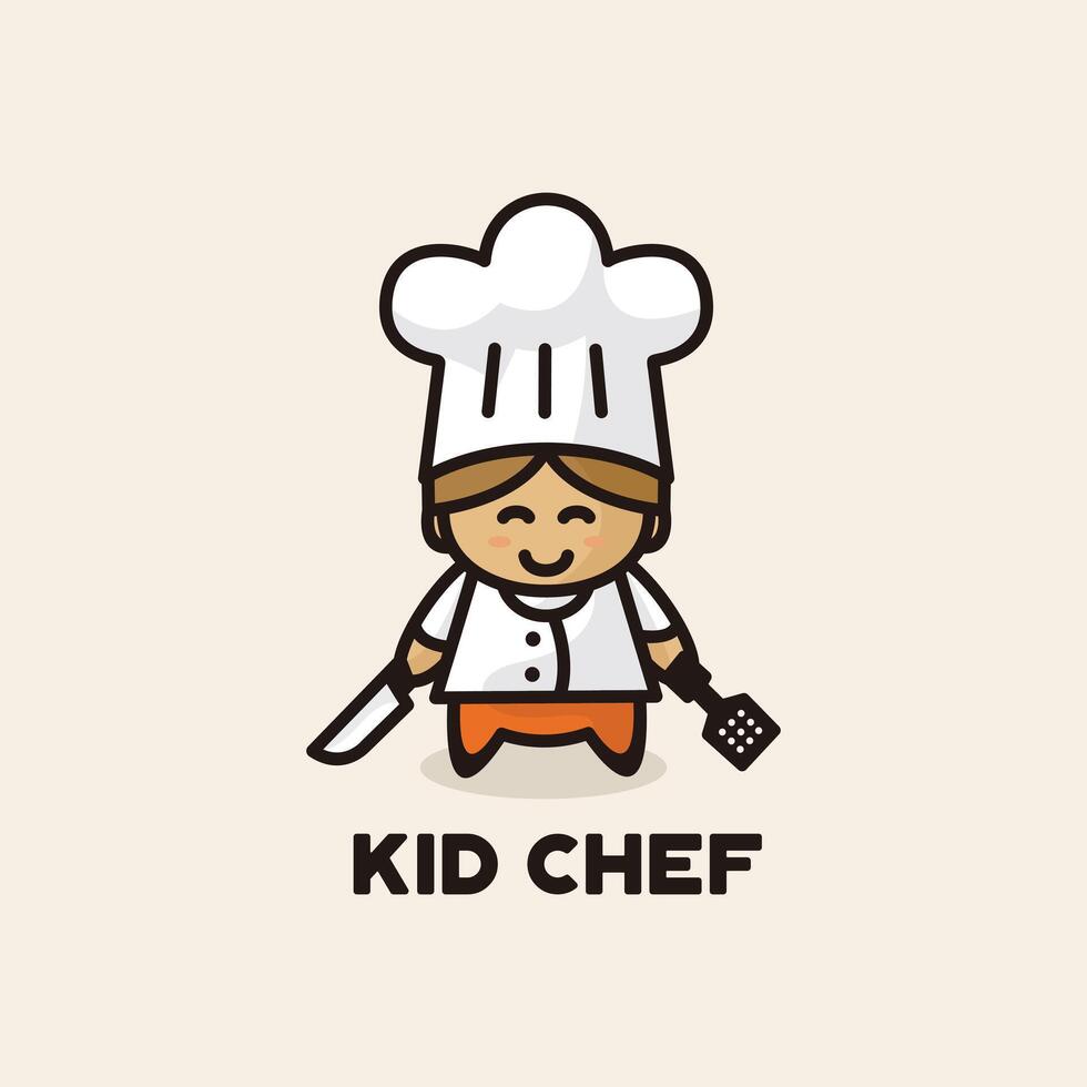 Kid Chef Logo Cartoon vector