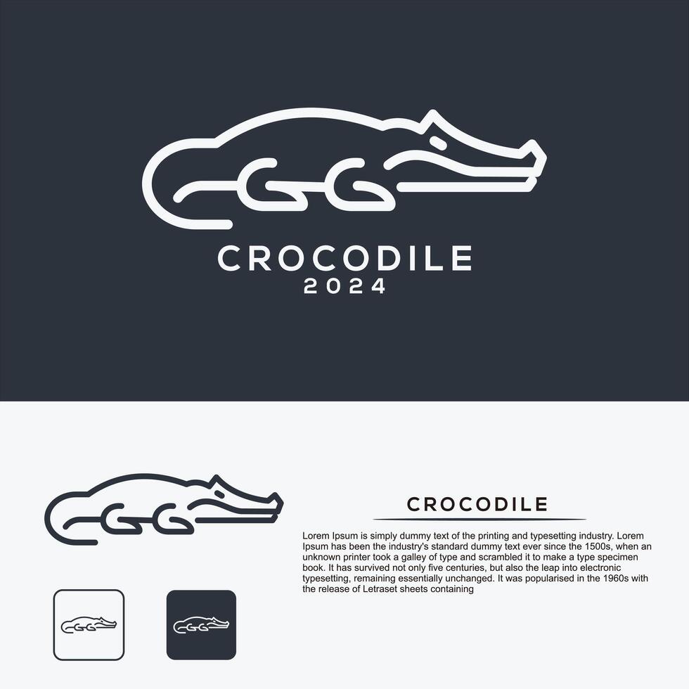 Crocodile Line Logo Design vector