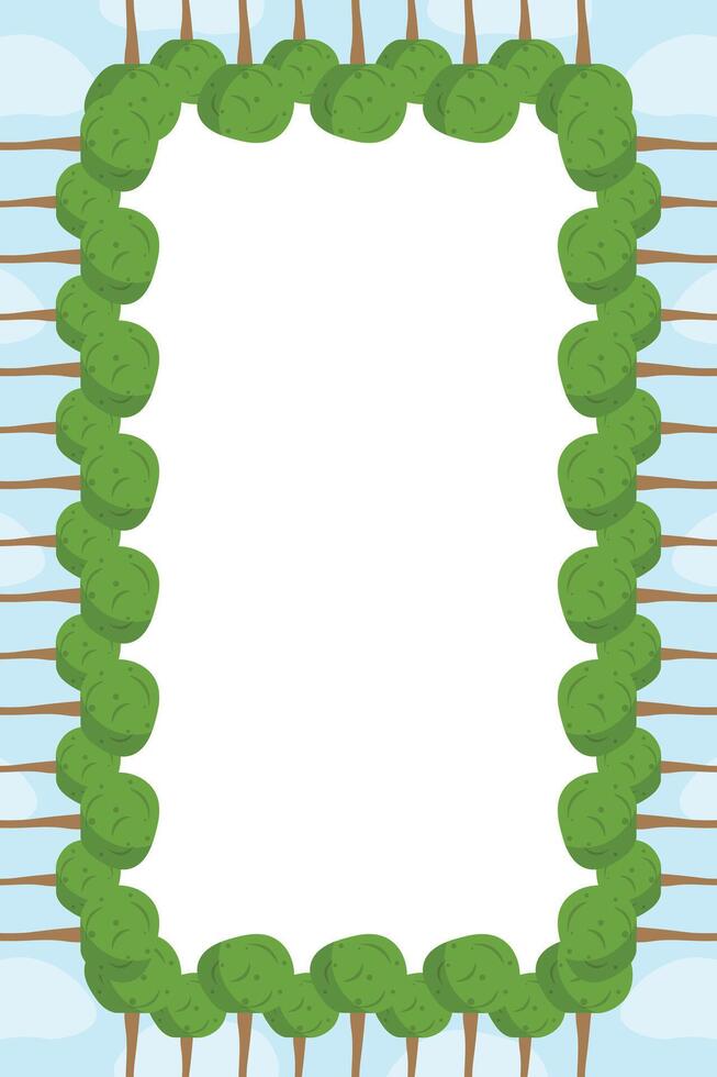 Floral border of tree branches. Forest frame tree. Wood banner trees vector