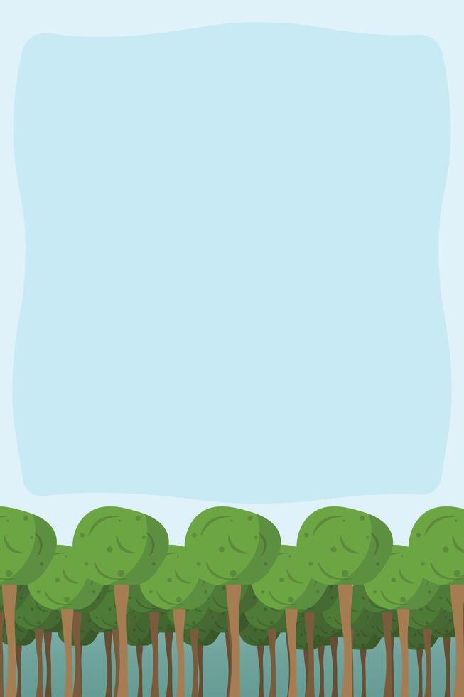 Floral border of tree branches. Forest frame tree. Wood banner trees vector