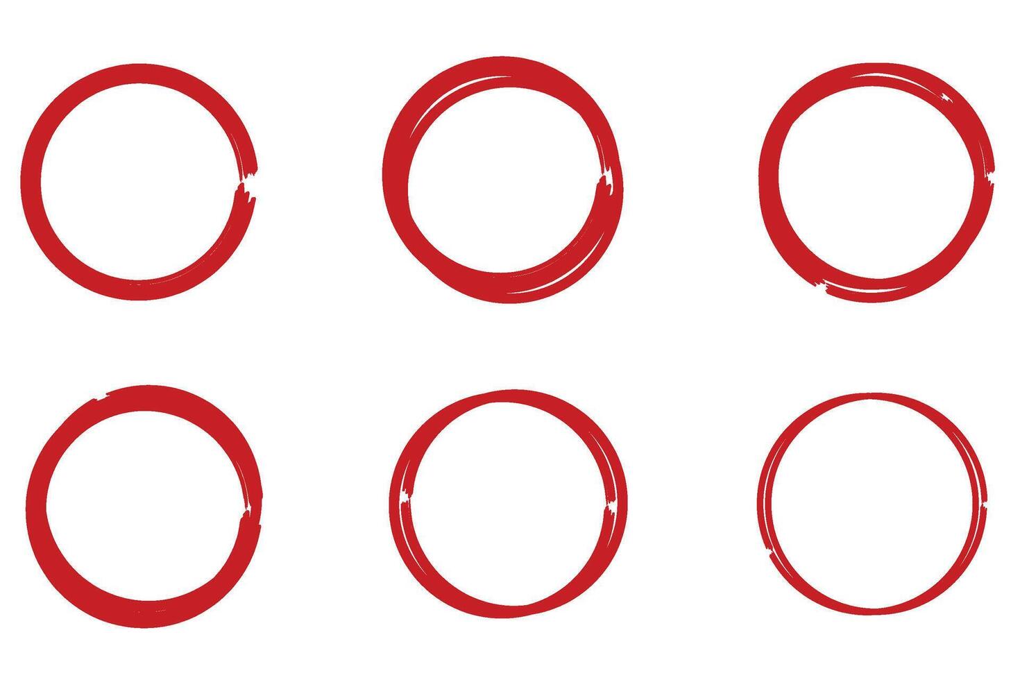 Set of hand drawn red circle highlighter, design element, round shape vector