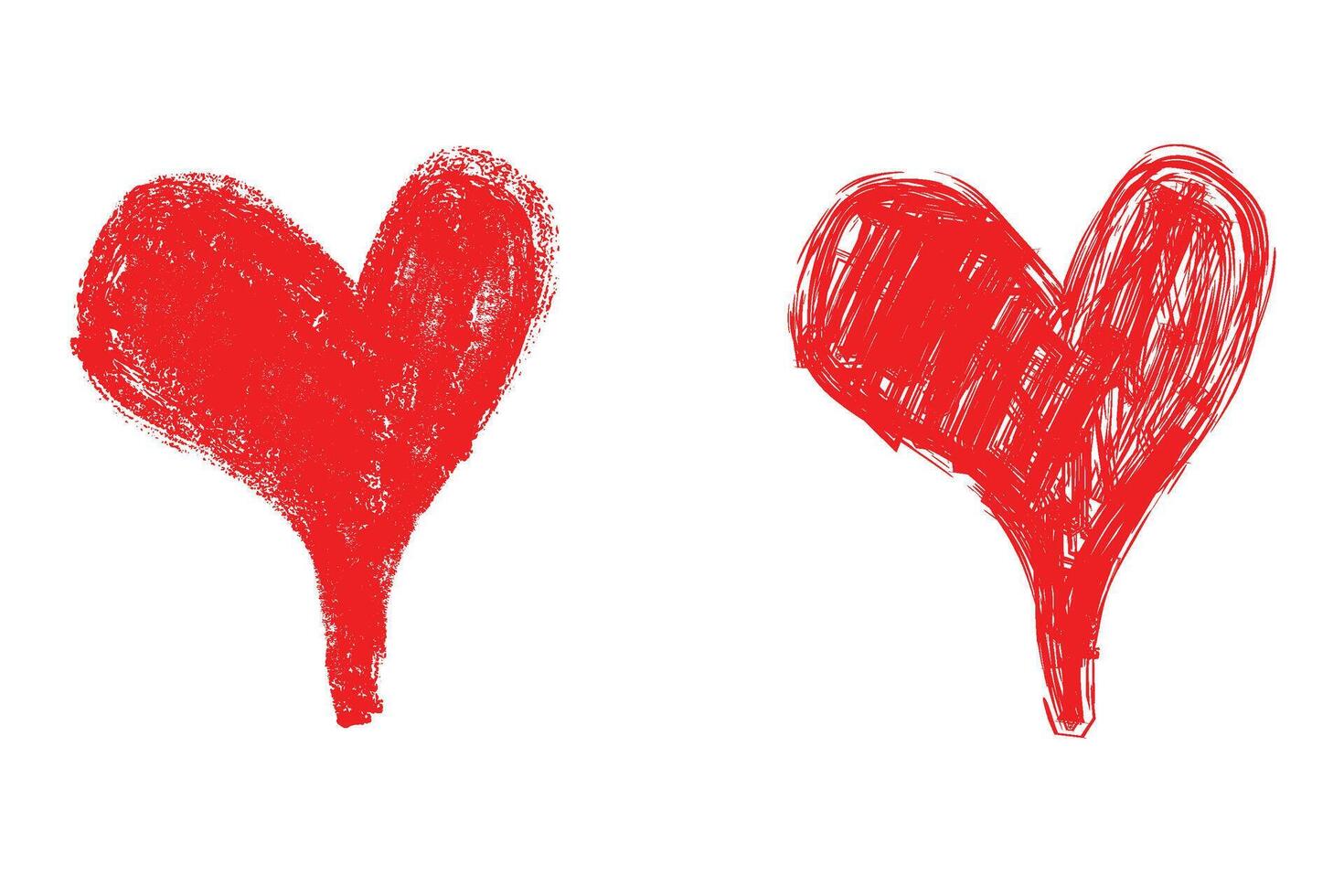 Two hand drawn red heart design element vector