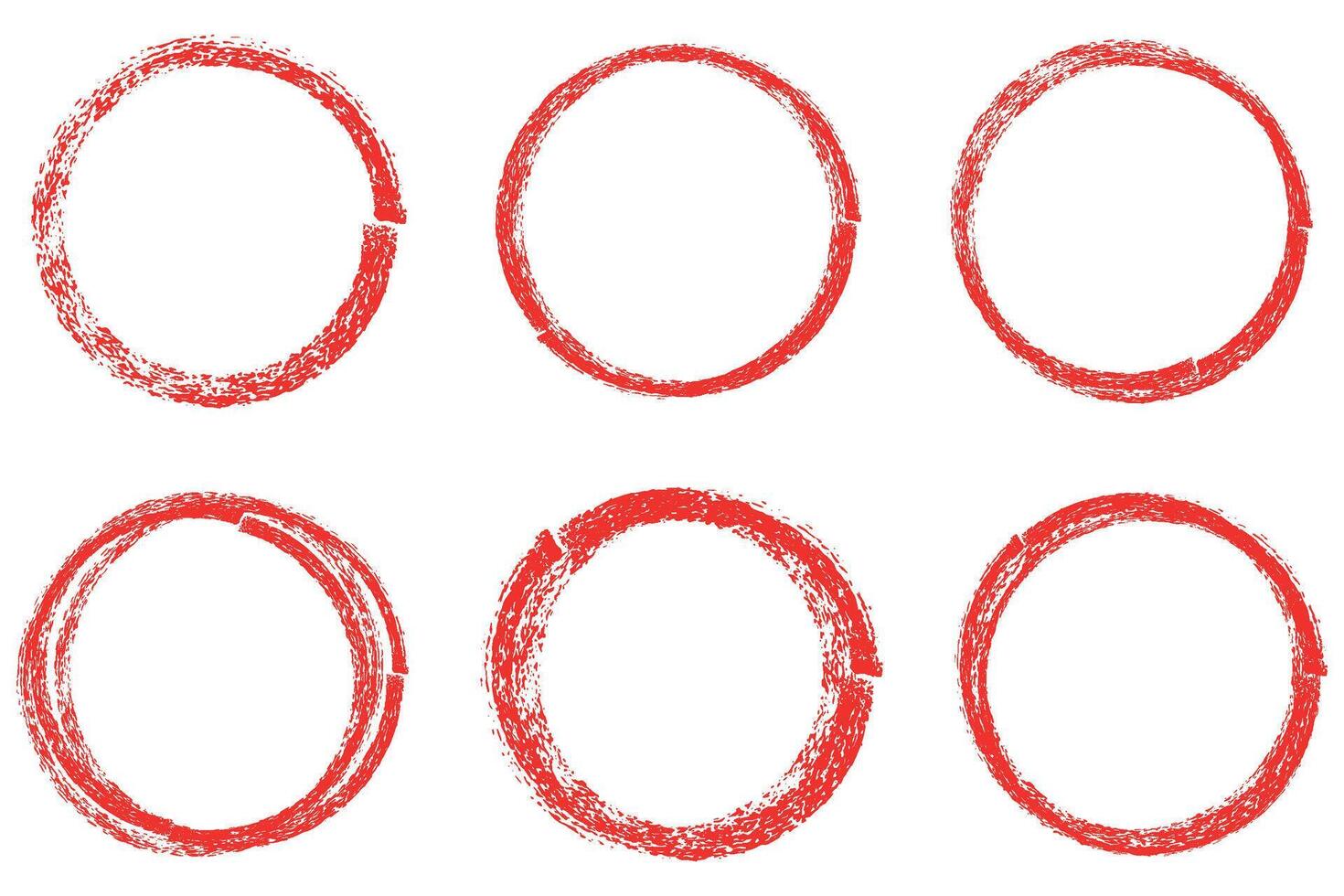 Set of hand drawn red circle highlighter, design element, round shape vector