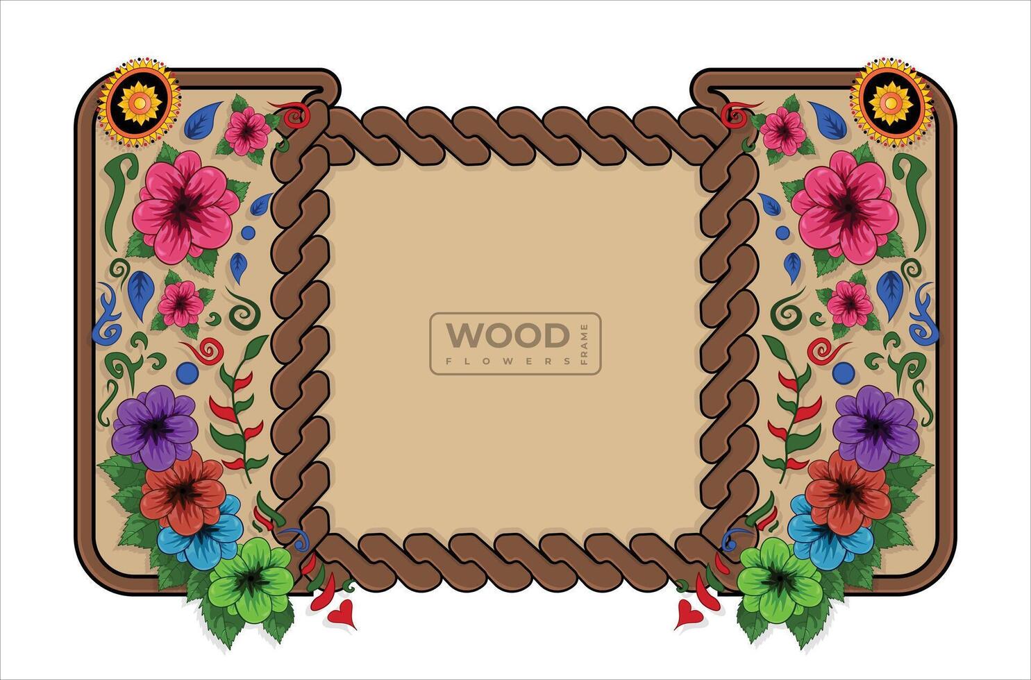 Decorative vintage wood picture frame and border isolate on white background vector