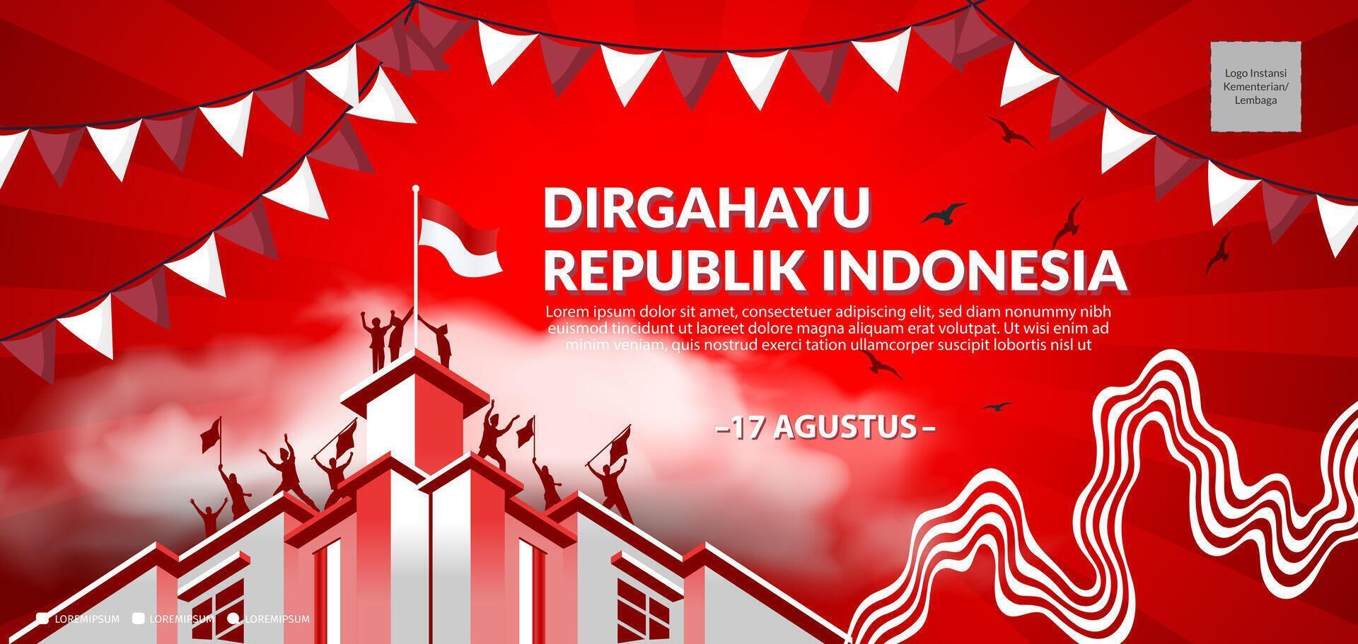 79 years, Anniversary Independence Day of the Republic of Indonesia. Illustration banner, poster template Design vector