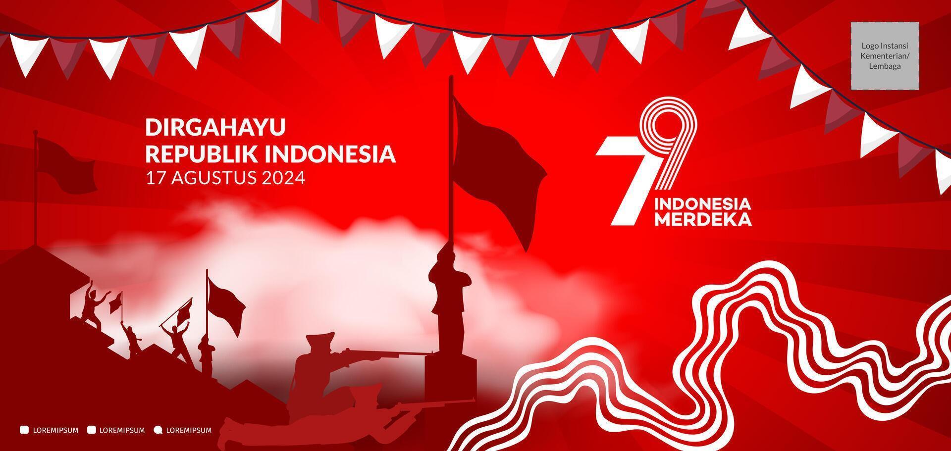 79 years, Anniversary Independence Day of the Republic of Indonesia. Illustration banner, poster template Design vector