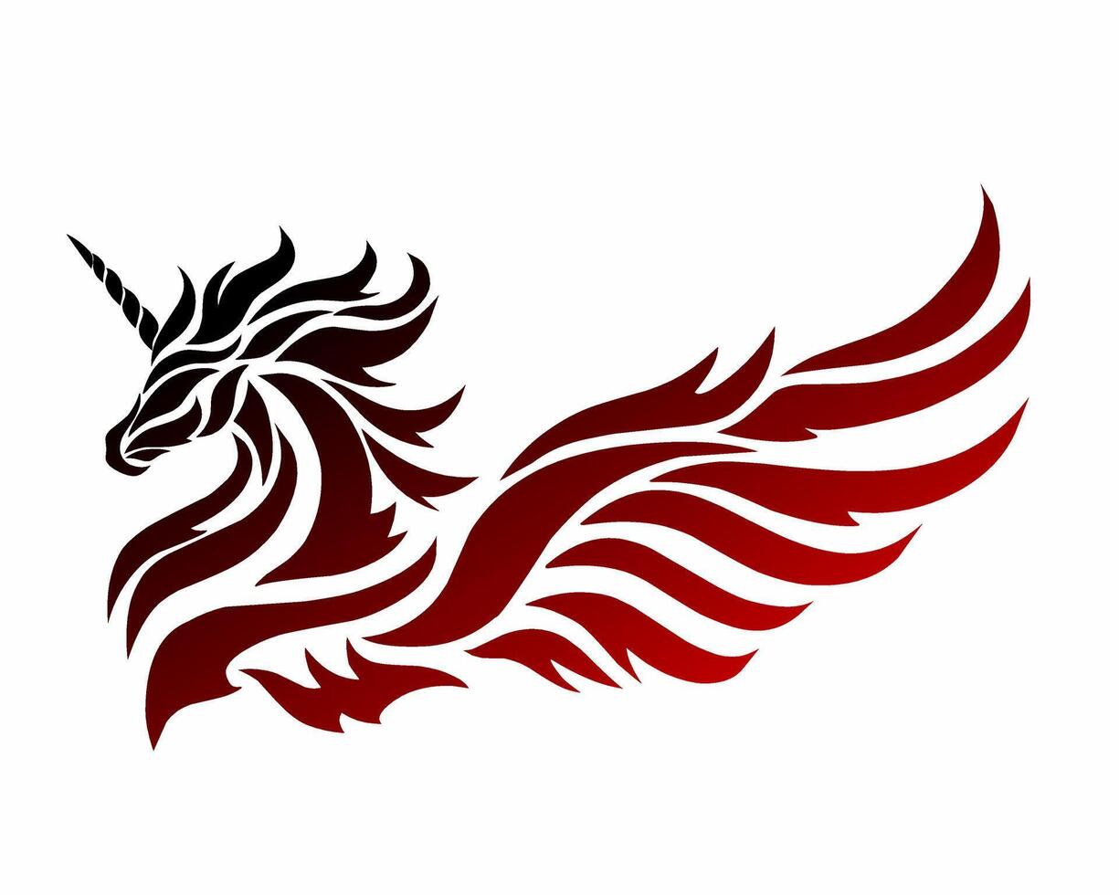 illustration graphic of tribal art design unicorn horse head tattoo with wings vector
