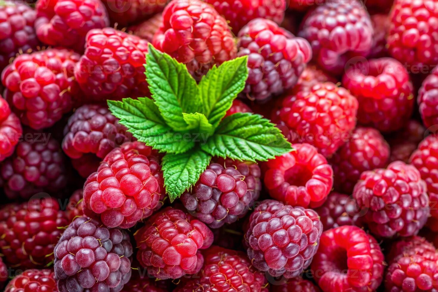 Background of fresh sweet red raspberries photo