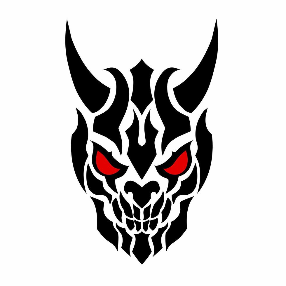 illustration graphic of tribal art abstract devil with red eyes vector
