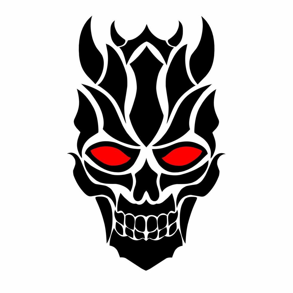 illustration graphic of tribal art abstract devil with red eyes vector
