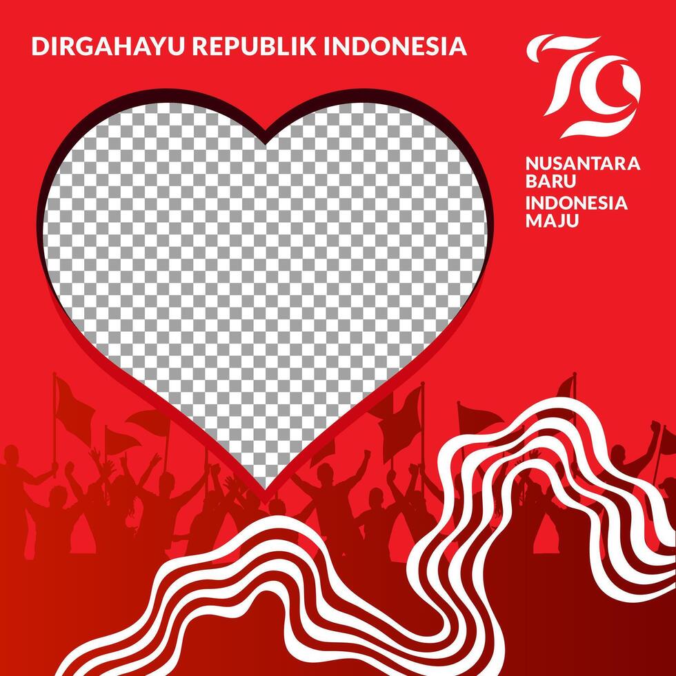 79 years, Indonesia independence day twibbon social media post concept template design. vector