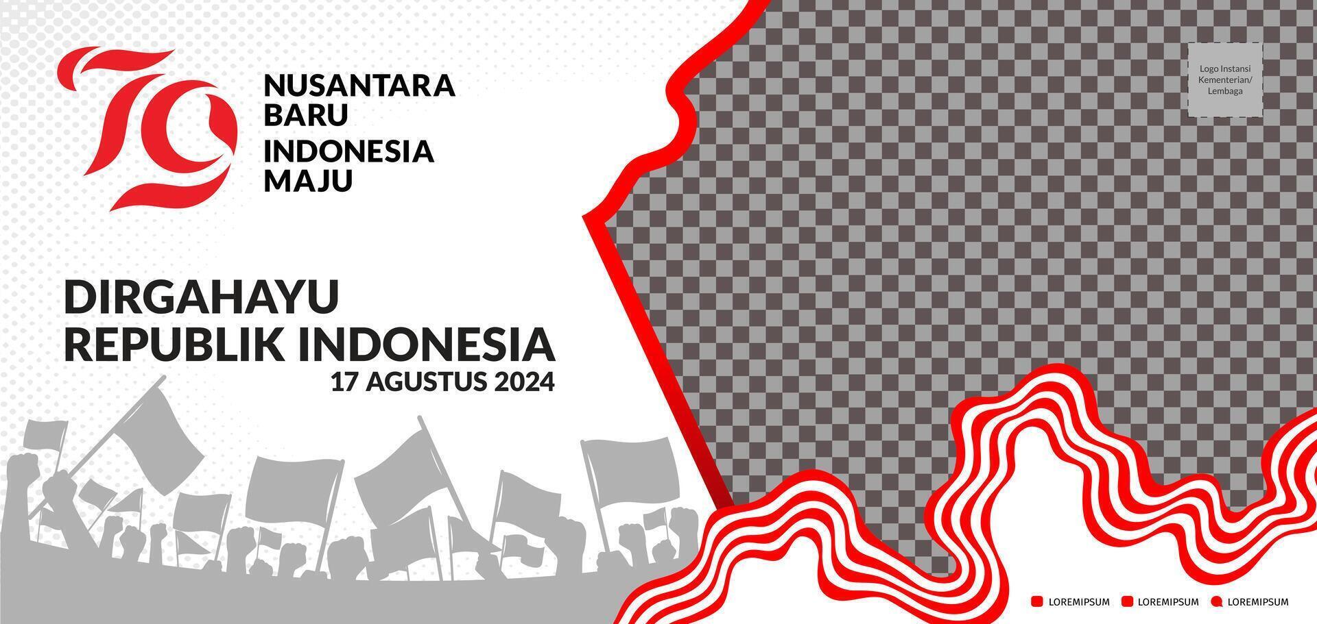 79 years, Anniversary Independence Day of the Republic of Indonesia. Illustration banner, poster template Design vector
