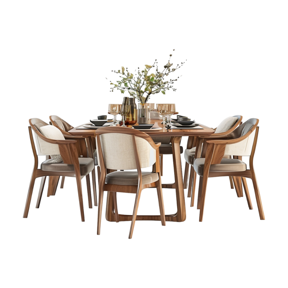 Cafe Chairs with Table for Customers on Transparent Background png