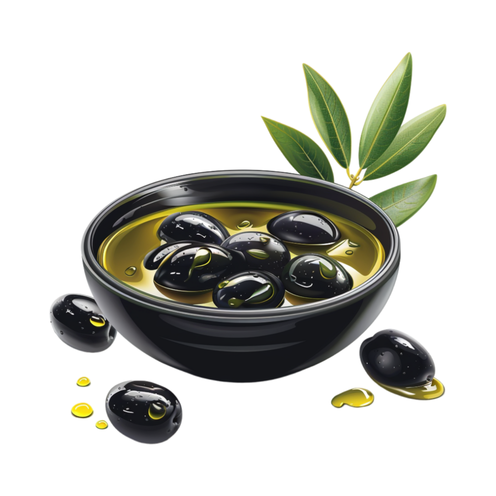Olives in a Bowl on Transparent Background png