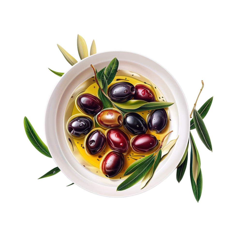 Olives in a Bowl on Transparent Background png