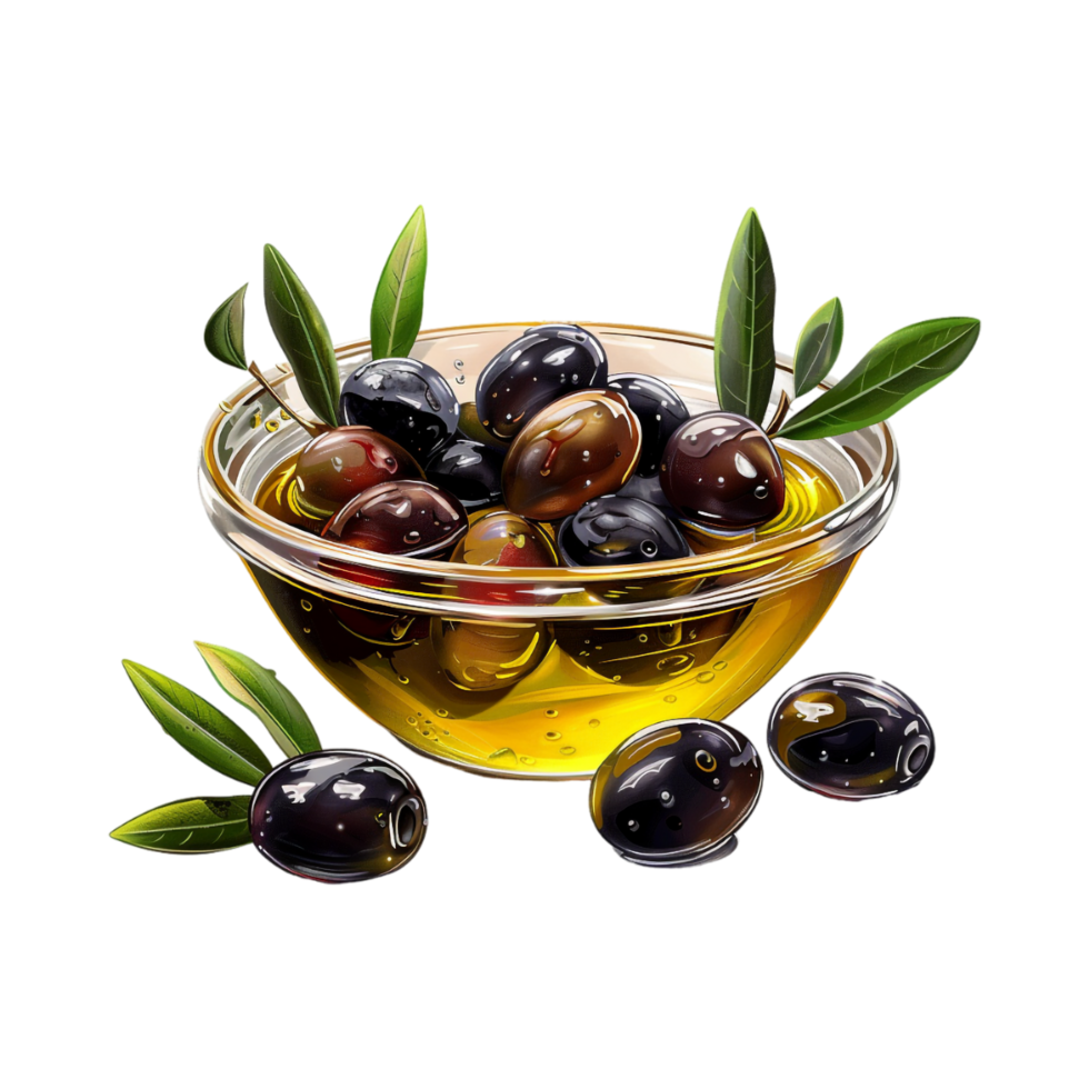 Olives in a Bowl on Transparent Background png