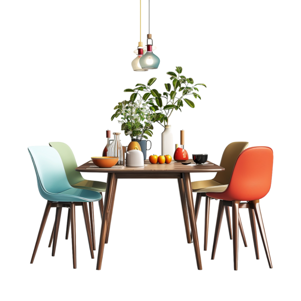Cafe Chairs with Table for Customers on Transparent Background png