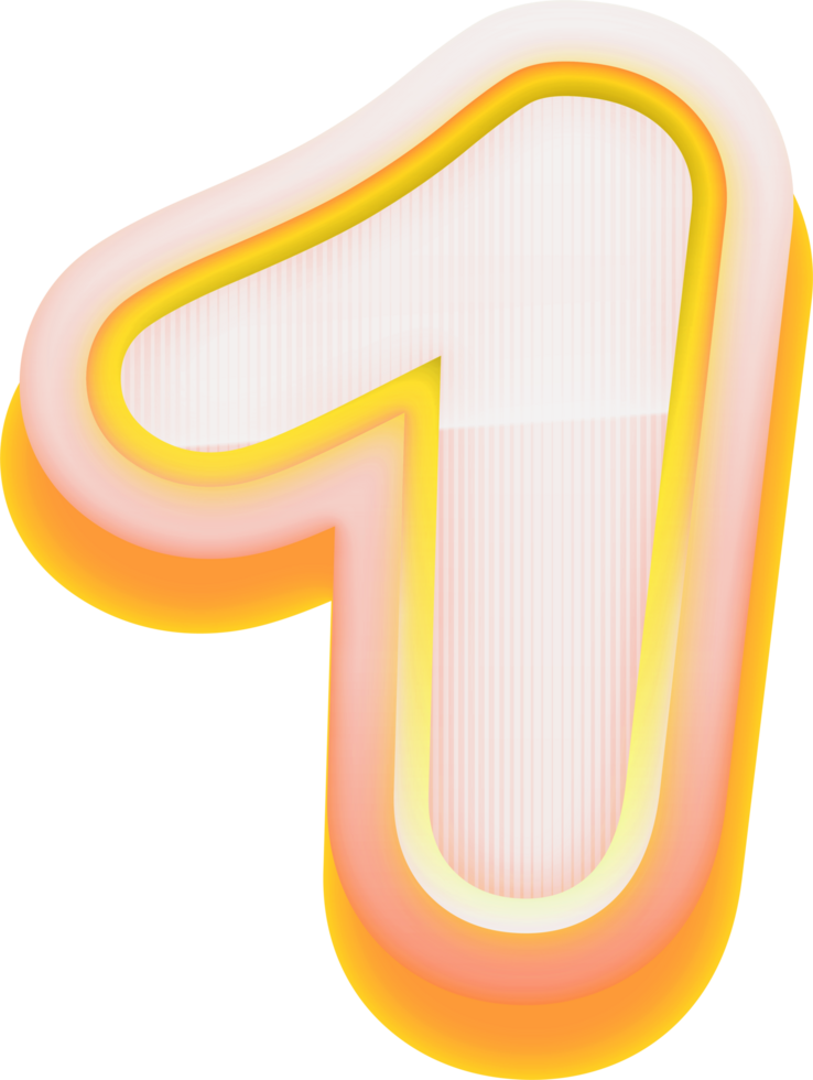 Number 1, 3D Luxury Pink Gold Alphabet png