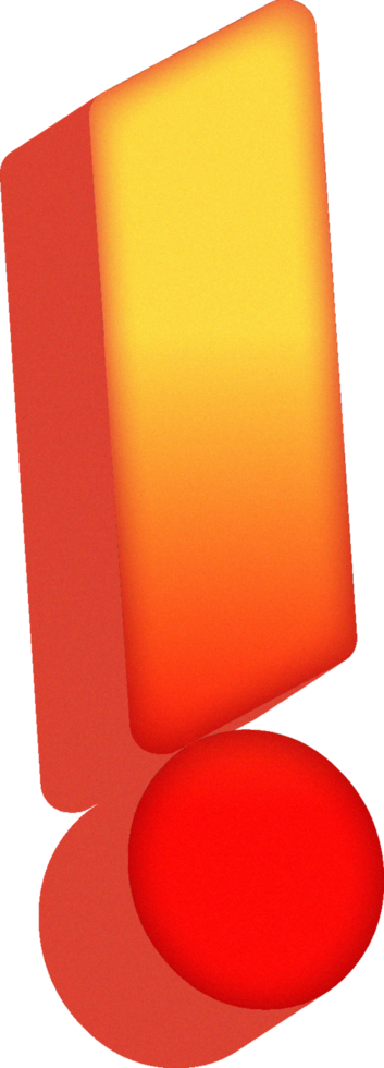 Exclamation mark, 3D Bold Orange Alphabet Letter png