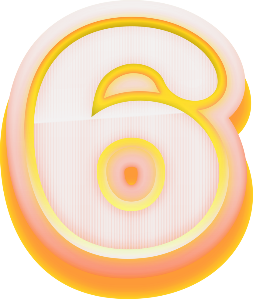 Number 6, 3D Luxury Pink Gold Alphabet png
