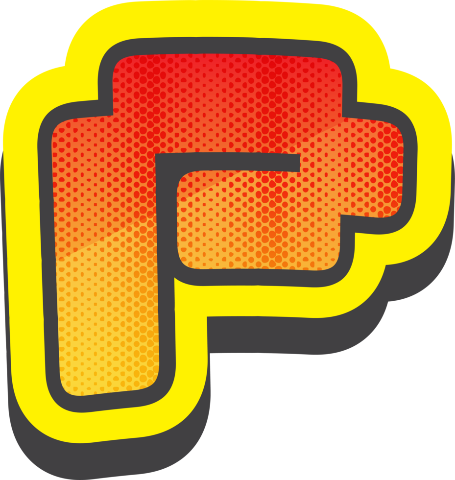 Letter P, Pixel Comic Alphabet png